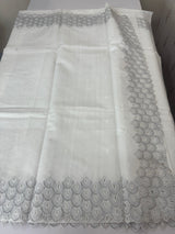 Crushed Matka Blended Tussar silk saree with cutwork borders MS4890 White