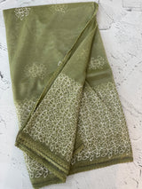 Glass tissue organza saree with embroidery MSF122 DustyGreen