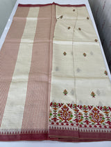 Blended tussar silk saree with embroidery- MSH490