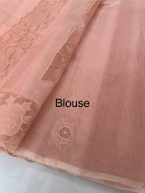 Viscose Organza saree with applique work-MSH101 PeachPink