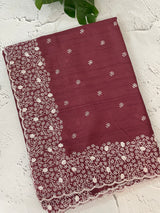 Semi tussar saree with embroidery MST121 - Maroon