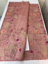 Blended tussar saree with applique work and embroidery MTSS451 DustyPeach