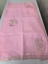 Crush Organza saree with applique work MBS676 BabyPink