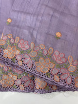 Blended tussar saree with cutwork border- MSHK695