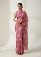 Organza saree with tissue applique work MMG62 -