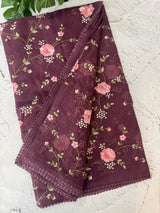 Kota saree with embroidery MS14954 - Wine
