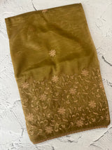 Glass tissue organza saree with embroidery MSF121 (1) Metallic Bronze