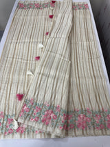 Mul chanderi saree with embriodery & zari lines MSH275