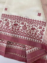 Blended tussar silk saree with embroidery- MSH490