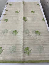 Mul chanderi saree with embriodery & zari lines MSH254