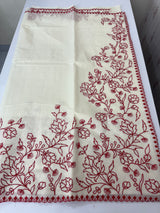 Mul chanderi embriodery saree MSH301 - Offwhite to Red (1)
