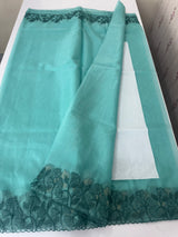 Soft Organza saree with embroidery borders - MCW786 BlueGreen