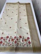 Blended tussar silk saree with embroidery- MSH490