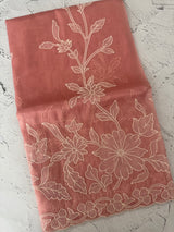 Tissue mix soft Organza saree with applique work MSCK38 (2)Peach