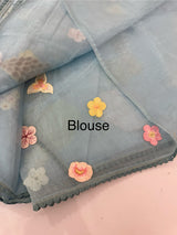 Tissue organza saree with thread pollen work MS15242