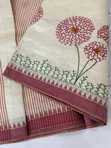 Blended tussar silk saree with embroidery- MSH490