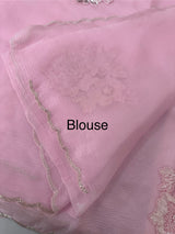 Crush Organza saree with applique work MBS676 BabyPink