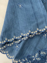 Cutwork Semi tussar saree MTSS680 TealBlue