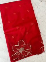 Organza saree with embroidery borders MOS4765 Red