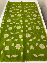 Organza saree with tissue applqiue work - MSH989 LeafGreen