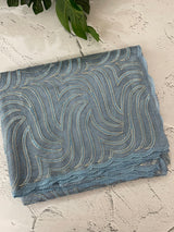 Glass organza saree with thread work- MOS351 DustyPowderBlue