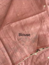 Blended tussar saree with embriodery - MSH6790 DuskyPeach