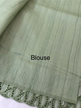 Semi tussar saree with cutwork MSHK566 DustyGreen