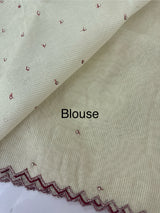 Mul Chanderi Tissue silk saree with foil work & scalloped borders - MNM249 Maroon
