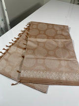Printed poly cotton silk saree - MPCS419 PASTEL BROWN