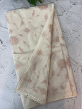 Mul chanderi tissue applique work saree MSH139 (2)- Offwhite