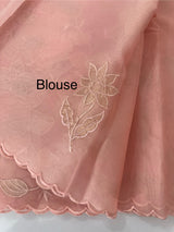 Viscose Organza saree with applique work-MSH238 PeachPink