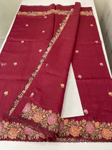 Blended tussar saree with cutwork border- MSHK695