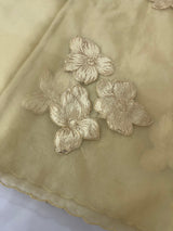 Soft Organza tissue Applique work saree MSLK116 Beige