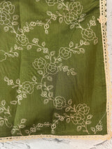Blended tussar silk saree with embroidery- MSH158 MossGreen