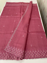 Semi tussar saree with cutwork MSHK566 (pink)