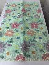 Viscose organza saree with thread work - MSH296 AquaGreen