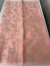 Viscose Organza saree with applique work-MSH238 PeachPink