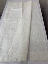 Premium Kota Moonga checks saree with embriodery MSH277 - White(2)