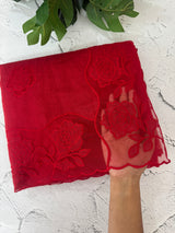 Moonga checks Applique work saree MSH110- Red