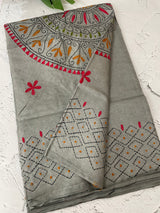 Kanta Handstitched Blended tussar silk saree MS15831