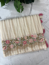 Mul chanderi saree with embriodery & zari lines MSH272