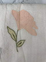 Moonga checks saree with applique work MS81789 - White to Peach