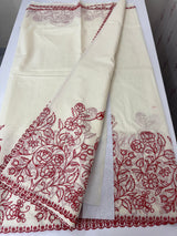 Mul chanderi embriodery saree MSH301 - Offwhite to Red (3)