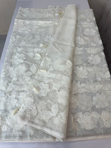 Semi organza saree with appliqué work - MSH989 OffWhite