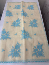 Kota Moonga checks Applique work saree MSH273 - Cream to Blue