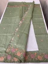 Blended tussar saree with cutwork border- MSHK695