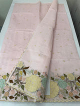 Chanderi cotton saree with embroidery borders - MSH4545 PastelPink