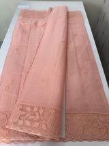 Viscose Organza saree with applique work-MSH101 PeachPink