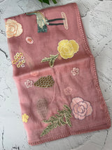 Tissue organza saree with thread pollen work MS15242
