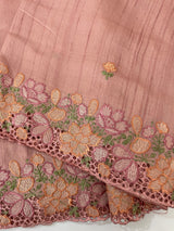 Blended tussar saree with cutwork border- MSHK695